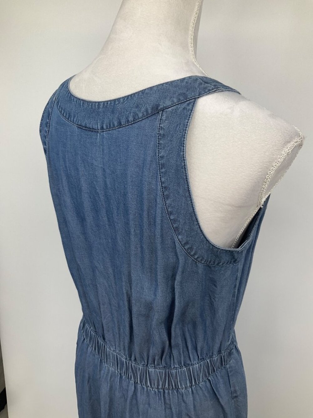 J. Jill Chambray XS Sleeveless tank Blue Dress with Pockets Button-Up - Picture 10 of 11